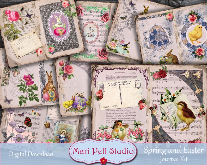 Spring Junk Journal Kit, Easter Ephemera Pack, Printable Floral Journal ...