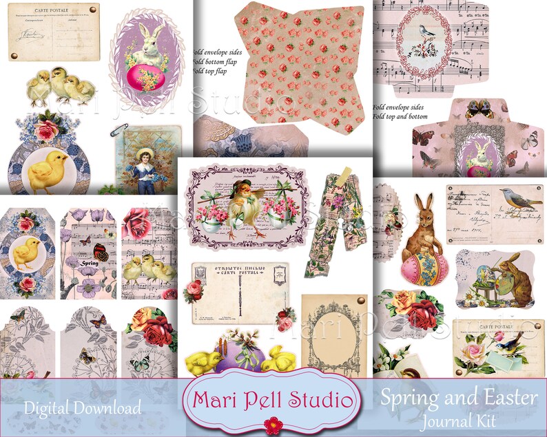 Spring Junk Journal Kit, Easter Ephemera Pack, Printable Floral Journal ...