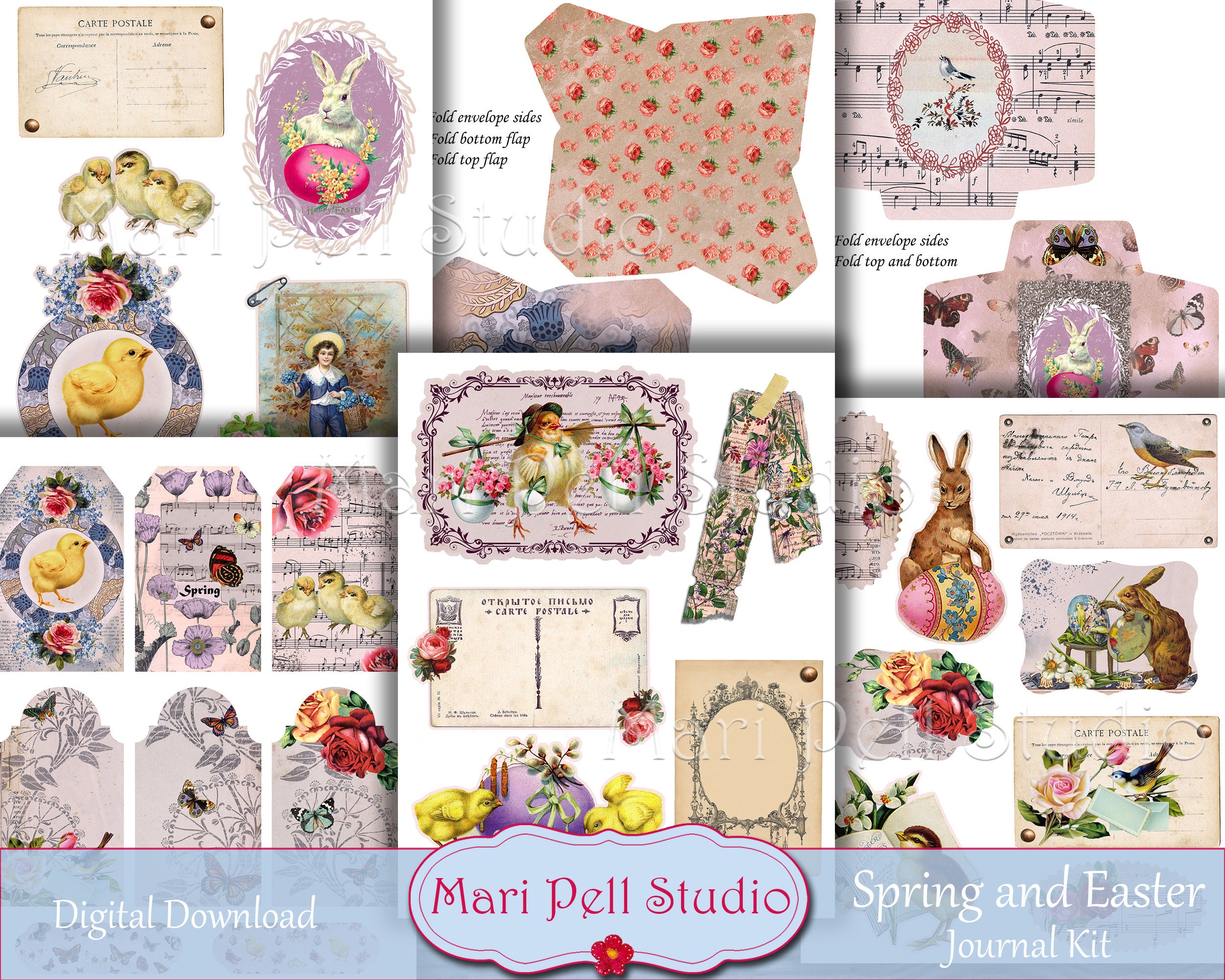 Spring Junk Journal Kit, Easter Ephemera Pack, Printable Floral Journal ...