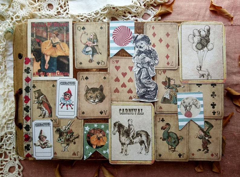 Circus Paper Ephemera Pack Vintage style Travel 40 Pieces Junk Journaling Collage Supplies Set Scrapbooking Art Card Making Victorian era