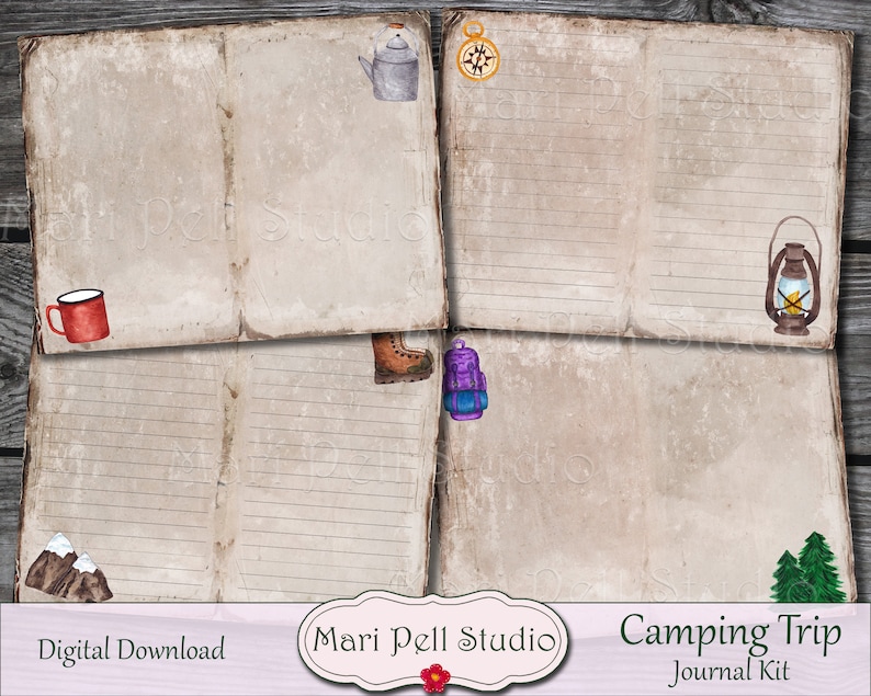 Camping Junk Journal Kit, Hiking Ephemera Pack, Printable Journal Kit ...