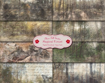 Magical Forest Paper Pack, Afdrukbaar papier, Woodland Digital Paper, Forest Paper Pack, Junk Journal, Scrapbook Paper Pack, Wild Forest Paper