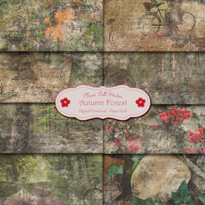 Autumn Forest Paper Pack, Printable Paper, Woodland Digital Paper, Forest Paper Pack, Junk Journal, Scrapbook Paper Pack, Wild Forest Paper