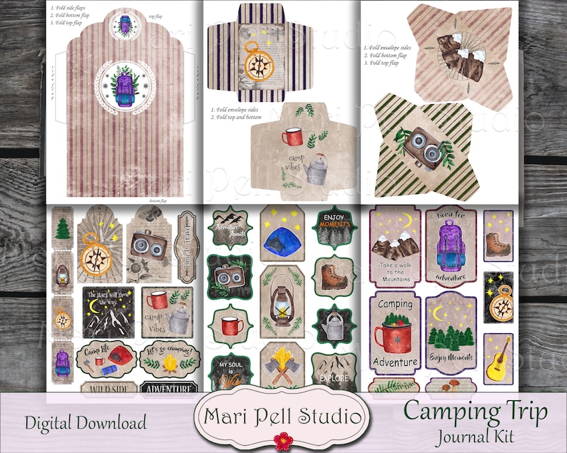 Camping Junk Journal Kit, Hiking Ephemera Pack, Printable Journal Kit ...
