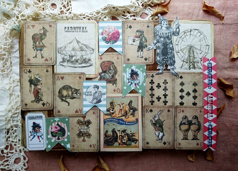 Circus Paper Ephemera Pack Vintage style Travel 40 Pieces Junk Journaling Collage Supplies Set Scrapbooking Art Card Making Victorian era