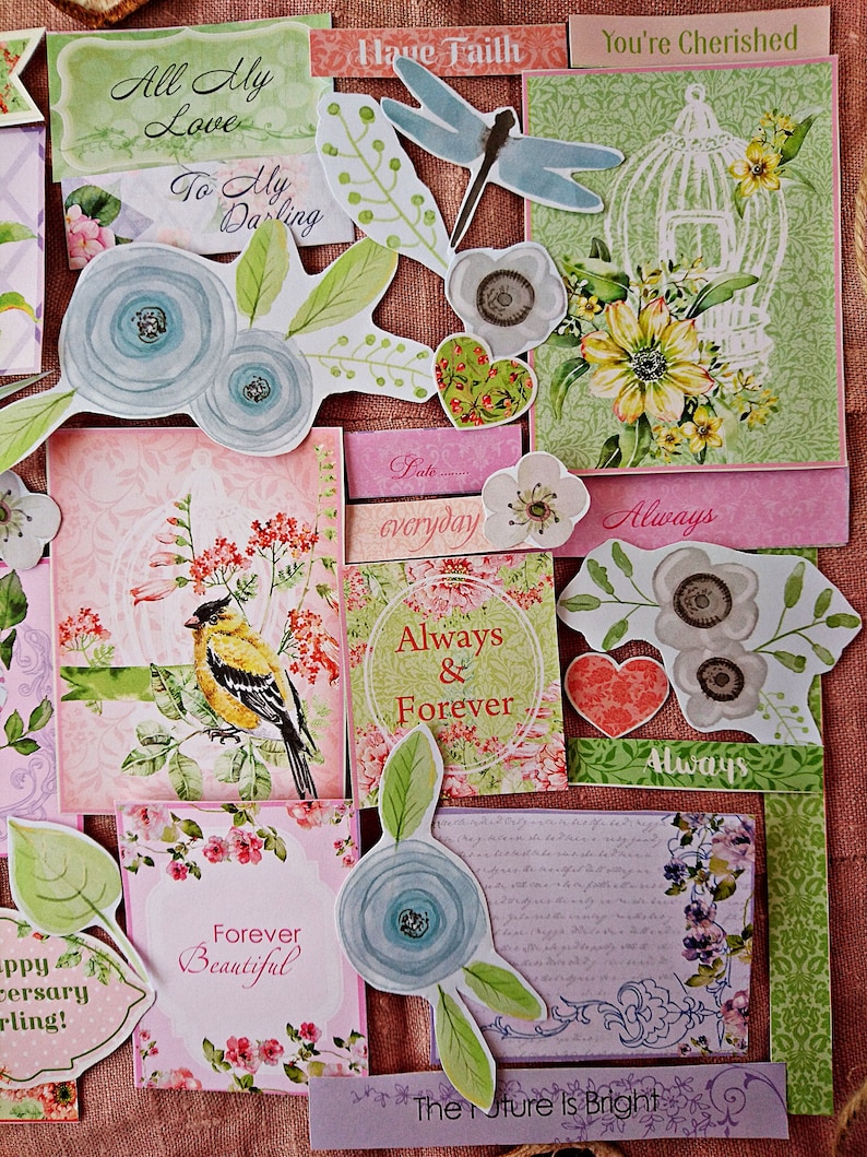 Botanical Plants Scrapbooking Inspiration Pack Flower cut outs Floral Junk Journaling Flower Paper Ephemera Pack 45 pcs Birds Paper Kit