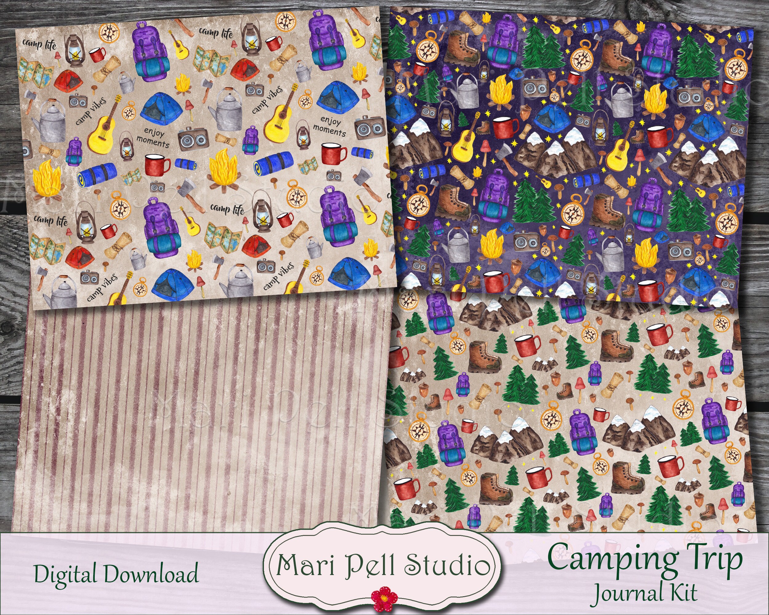 Camping Junk Journal Kit, Hiking Ephemera Pack, Printable Journal Kit ...