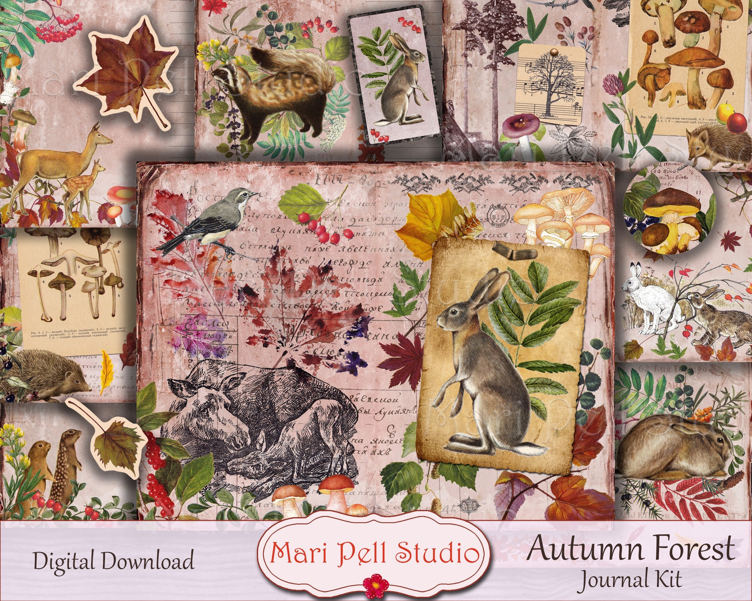 Autumn Forest Junk Journal Kit, Fall Forest Ephemera Pack, Printable ...