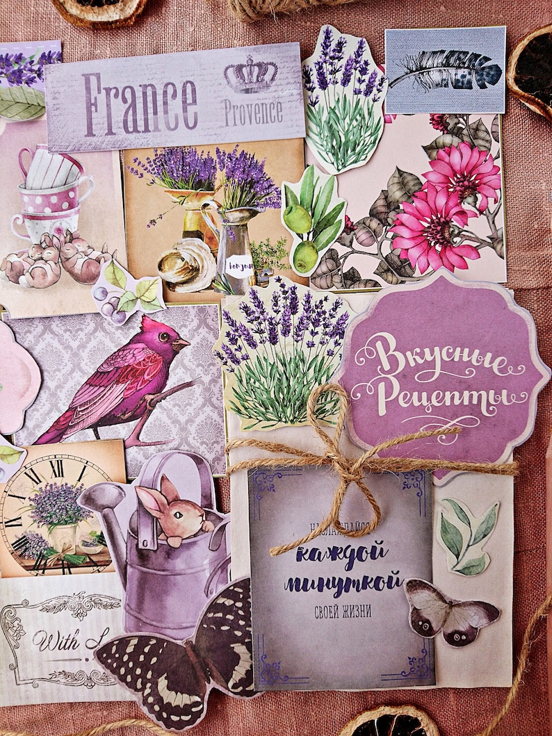 Provence Inspiration Vintage Style Paper Ephemera Pack Retro Floral Birds 50 Pieces Junk Journal Collage Supplies Set Scrapbooking Kit