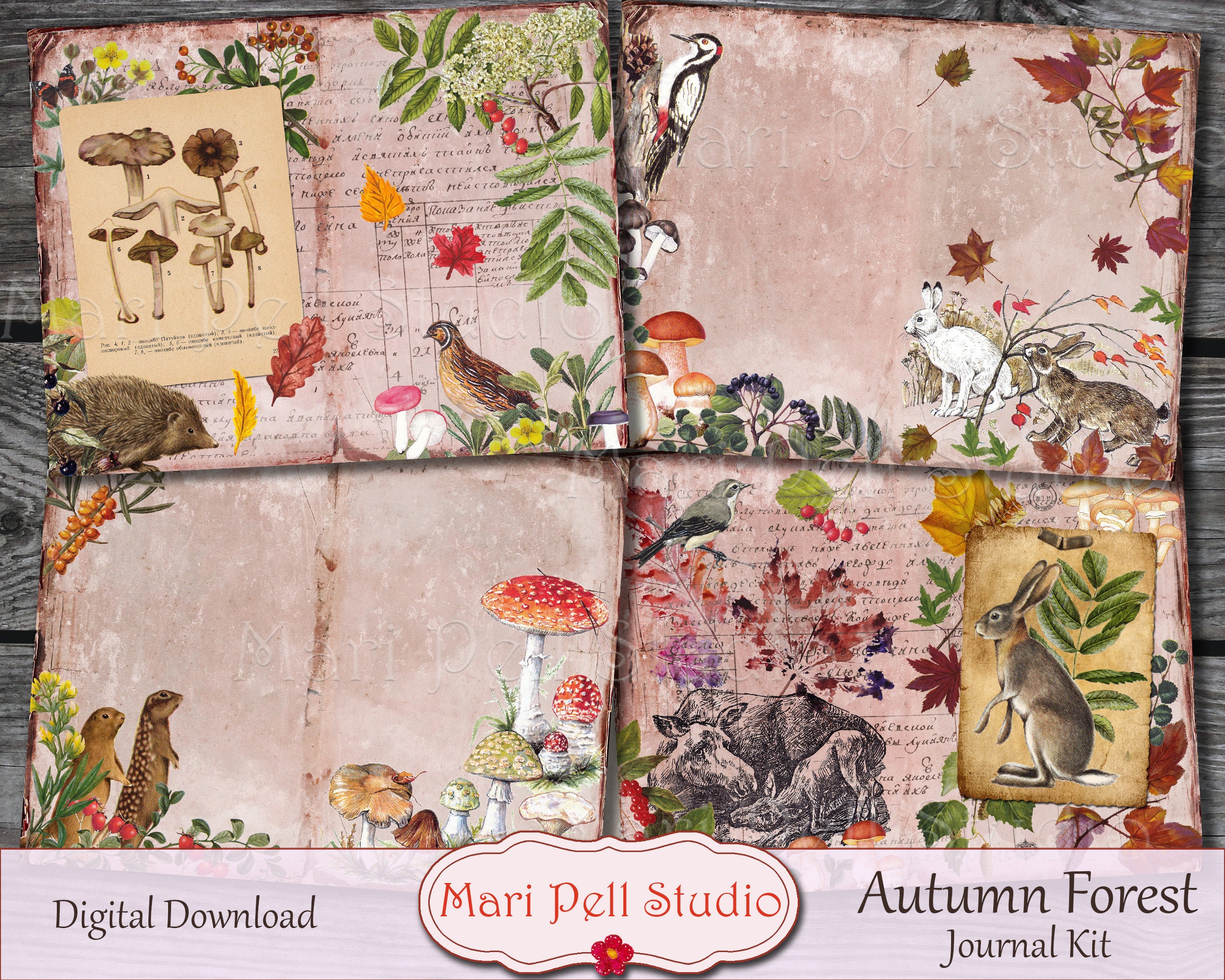 Autumn Forest Junk Journal Kit, Fall Forest Ephemera Pack, Printable ...