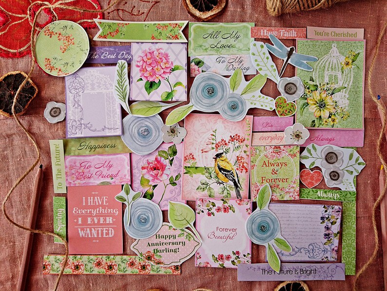 Botanical Plants Scrapbooking Inspiration Pack Flower cut outs Floral Junk Journaling Flower Paper Ephemera Pack 45 pcs Birds Paper Kit