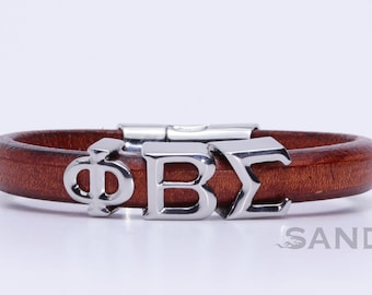 Phi Beta Sigma-armband Prophyte 2.0 - Tabakskleur leer - SANDZ