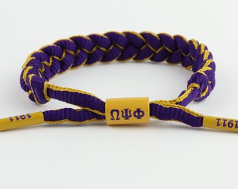 Omega Psi Phi Paracord Bracelet: Purple & Gold Greek Fraternity Wristband