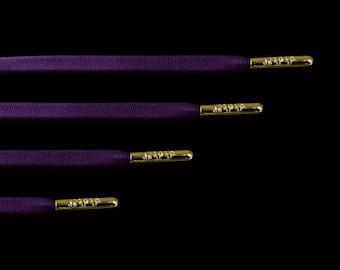 Omega Psi Phi Leather Boot Laces: Royal Purple & Gold, 63"
