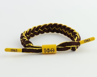 Iota Phi Theta Bracelet: Charcoal Brown & Gold Paracord, Adjustable Fit wristband