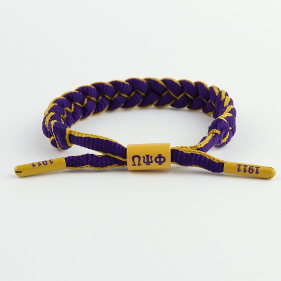Omega Psi Phi Fraternity Purple Gold Paracord Bracelet With Centerpiece With 1911 Embossed End Caps. Adjustable 6.5 to 7.75 Etsy
