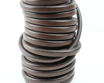 European Licorice Leather Cord - Brown 10mm x 6mm, Memory Wire Bracelet Supplies