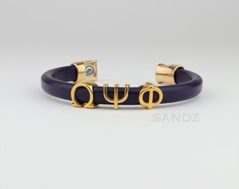 Omega Psi Phi Fraternity leather bracelet - "Prophyte" Royal Purple