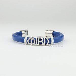 Phi Beta Sigma Fraternity leather bracelet -&quot;Prophyte&quot;  Royal Blue