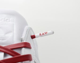 Kappa Alpha Psi Leather Shoelaces: Embossed Metal Aglet