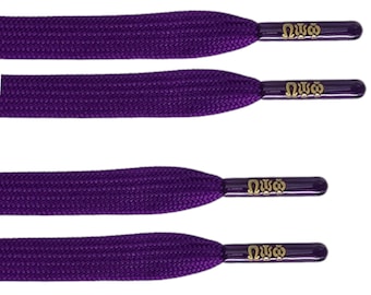 Omega Psi Phi Purple Boot Laces: Fraternity Gift with Greek Letters