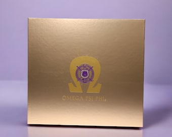 Omega Psi Phi Keepsake Boot Box: Gold & Purple Fraternity Gift
