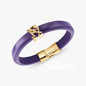 Omega Psi Phi Mens Leather & Stainless Steel Bracelet | Omega Lightning Bolt Charm | Sons of Blood and Thunder | Mens Fraternity Wristband