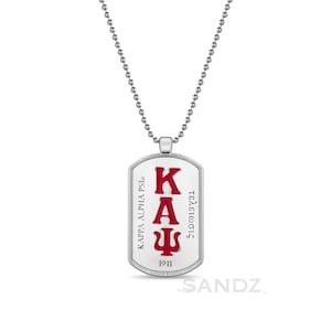 Kappa Alpha Psi Fraternity Dog Tag Medallion, Double Sided, Fraternity Crest on reverse side