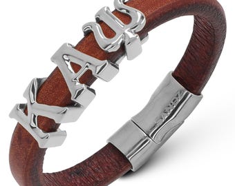 Kappa Alpha Psi Fraternity-armband - Prophyte 2.0 - tabakskleur leer en roestvrij staal - SANDZ