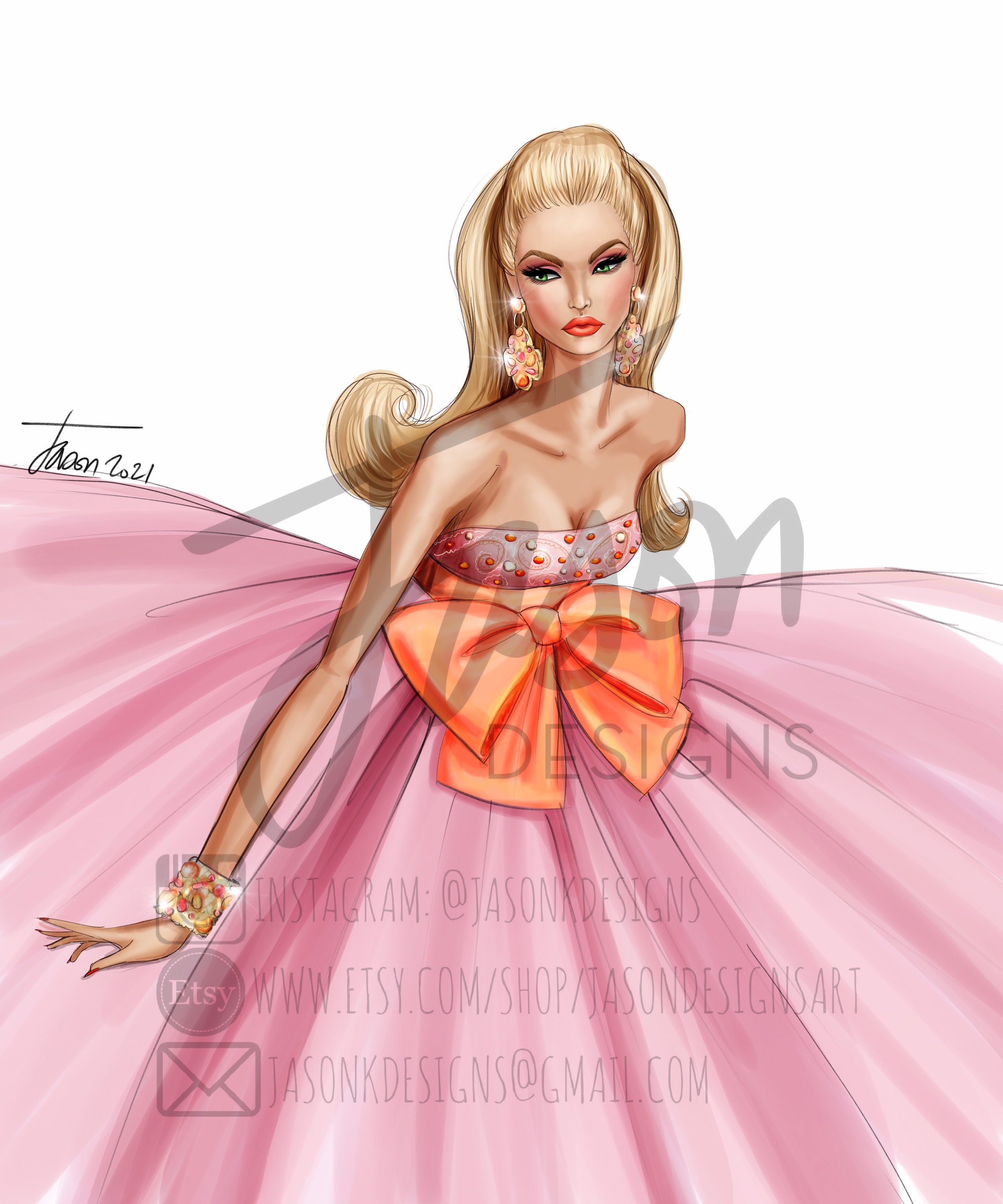 Fashion Illustration “commanding Attention” Poppy Parker - Etsy 