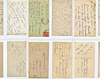 Vintage Printable Postcards Bundle, Antique Handwritten Ephemera, 1920s 1930s French Journal Pages Digital Download