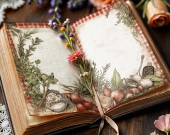 Omas Rezepte Journal Seiten: Vintage Küche Ephemera (Digitaler Download)