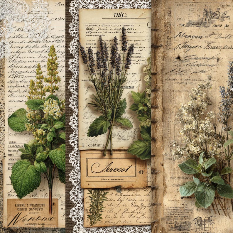 Vintage Botanical Junk Journal Pages: Printable Ephemera (digital ...