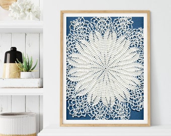 Doily wall art print, Digital doily image, Vintage doily, Lace doily art, Bridal shower invite, Junk Journals page, Mixed media art