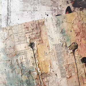 Pages de revues techniques mixtes 20 feuilles | Papier à collage abstrait vintage pour scrapbooking et carnets d'art, kit 210