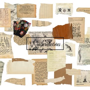 Carta strappata, 31 file PNG trasparenti, scrapbooking, clipart di carta strappata, download digitale per diari spazzatura, uso commerciale, kit 1