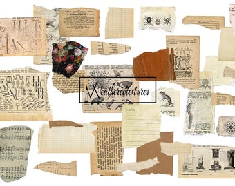 Torn Paper Clipart: 31 PNG Scrapbooking Embellishments (Digital Download)