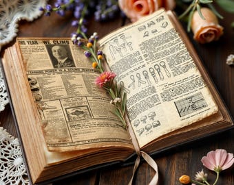 Vintage Newspaper Ephemera: Printable Collage Sheets (Digital Download 8.5x11 JPGs)