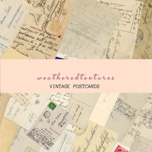 Postales manuscritas Vintage imprimible Ephemera Digital Descargar hojas de collage. 32 postales vintage manuscritas imprimibles