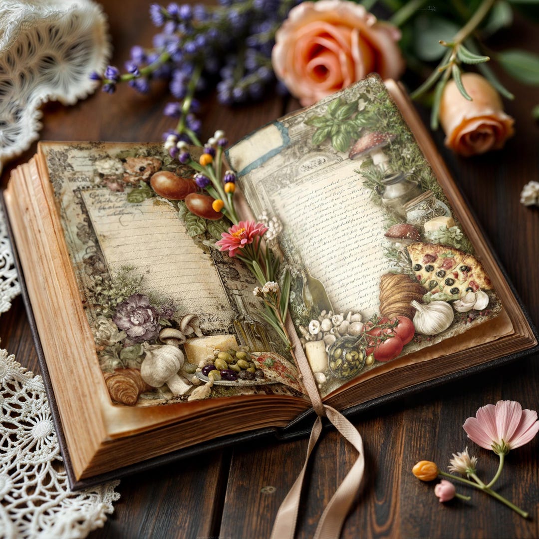 Vintage Recipe Journal Pages, Italian Kitchen Junk Journal Kit ...