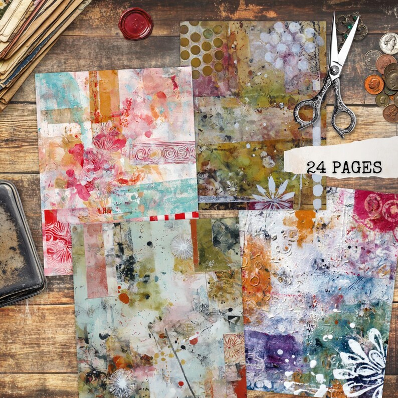 Junk Journal Collage Papers | Printable Mixed Media Sheets for ...