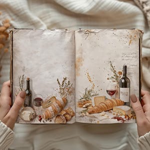 Páginas de diário de receitas francesas, itens efêmeros para impressão, páginas de receitas culinárias digitais, papel para scrapbook vintage, kit de suprimentos para artesanato e confeitaria 156