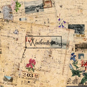 Junk Journals pages kit, Vintage digital paper pack, antique paper, digital collage, scrapbook, download, printable - Kit 128