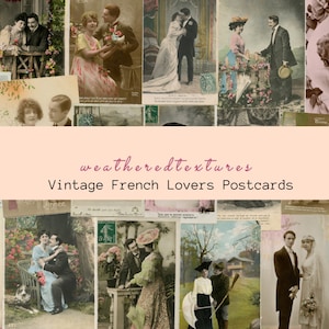20 Vintage Postkarten Paare Liebende Digitaler Download, französische Postkarten, Paare Liebende Journaling Karten, Vintage Paare Kit 7