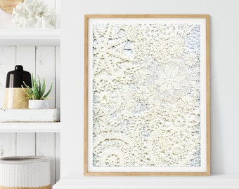 Doily Wall art, Crochet Doily Painting, Lace Wall Art, Crochet Wall Decor, Birthday Party Gift, Wedding Craft paper, Junk Journal page
