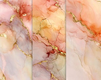 Alcohol Ink Texture Backgrounds: Abstract Art Clipart (Digital Printable)