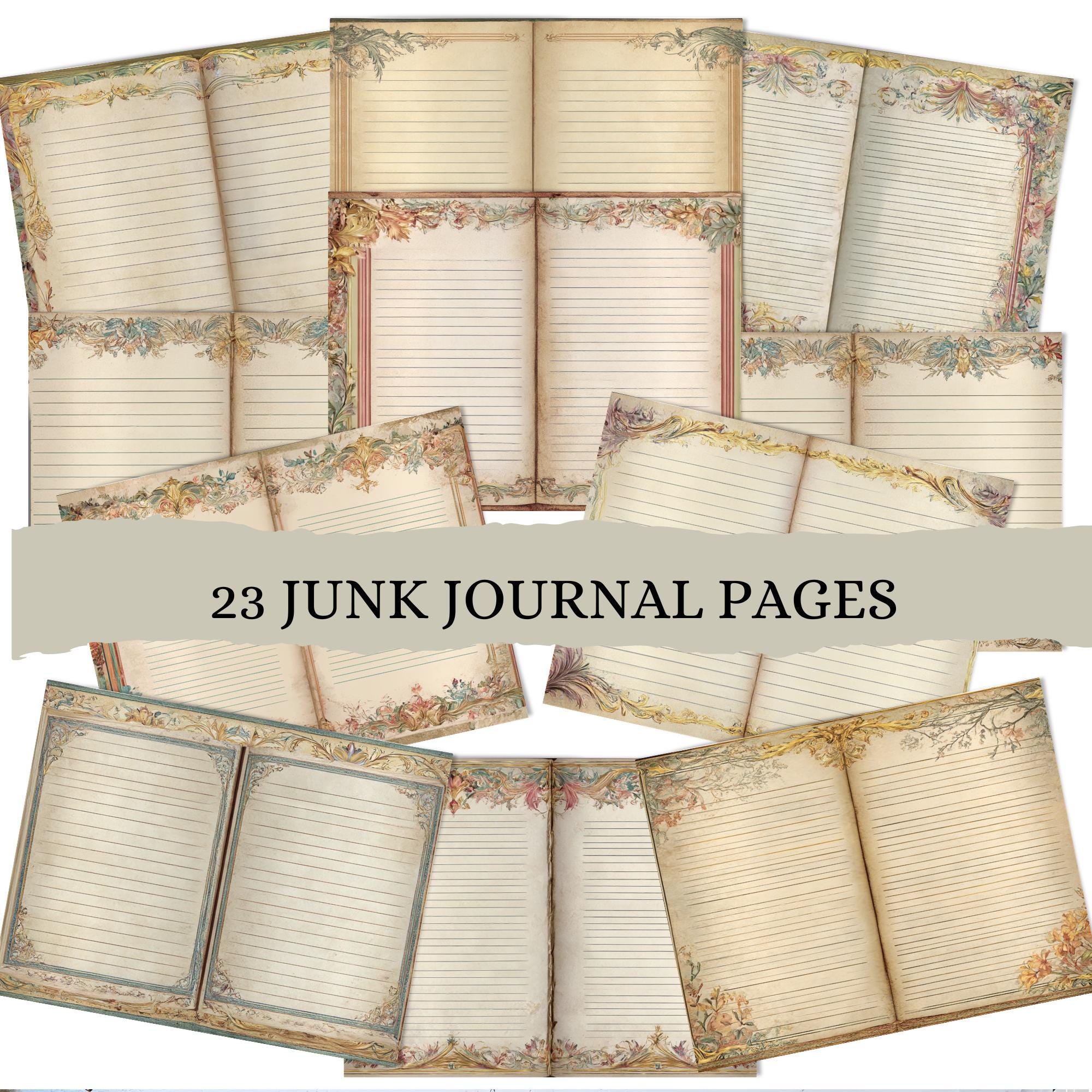 　ヴィンテージペーパー　ジャンクジャーナル ヴィンテージスタイルの便箋：ジャンクジャーナル23ページ（デジタル