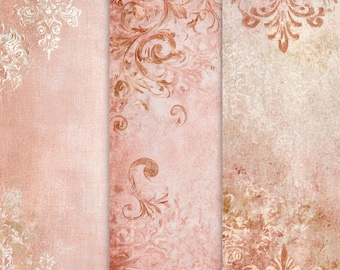 Vintage Floral Grunge Digital Paper, Scrapbooking Texture (Digital Download)