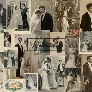 Hochzeitspostkarten, Hochzeit Vintage Ephemera, Hochzeitspostkarten, Antike Postkarten, Liebesjournalkarten, SOFORTIGER DOWNLOAD