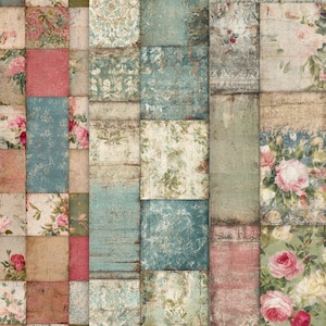Vintage Patchwork Junk Journal Papers – Quilting Ephemera & Quilt Scrapbooking Fabric Patchwork Pages for Creative Journals